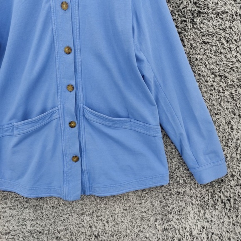 J. Jill Women Coastal Utility Cozy Button Down Shirt Jacket L Tall Blue Shacket - Picture 11 of 16